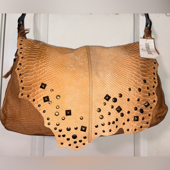 Caterina Lucchi Handbags - NWT Caterina Lucchi Large Studded Leather Hobo - Moro/Beige - Italy